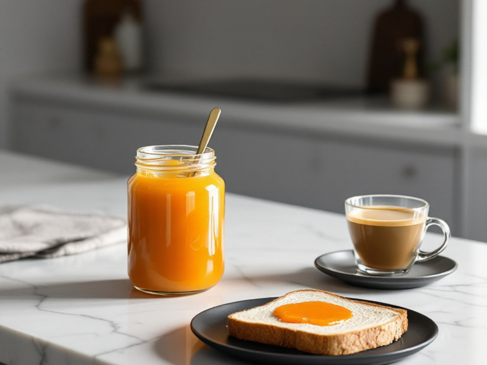 peah jam coofee and toast